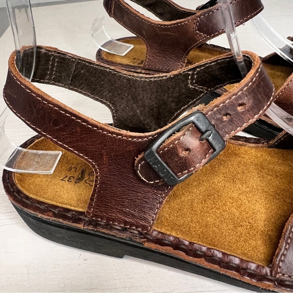 NAOT Brown Leather Buckle Ankle Strap Sandals - Picture 6 of 11